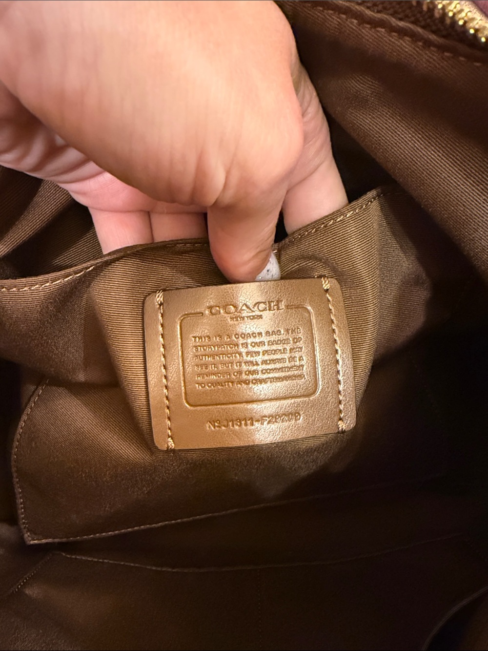 Coach Brown Signature Canvas Shoulder Bag with Leather Trim - Picture 6 of 6